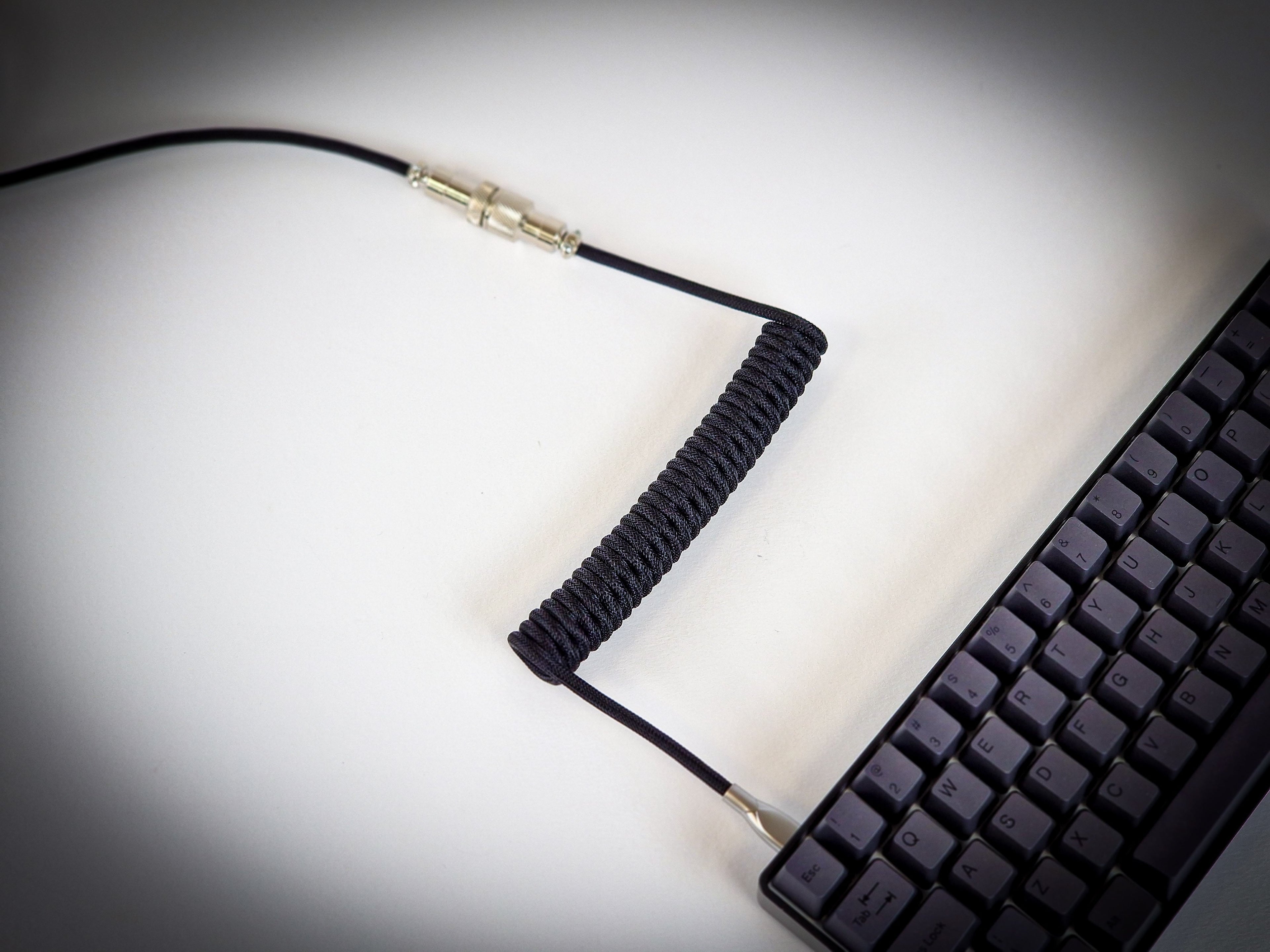 Jet Black Coiled Aviator Cable, USB-C to USB-A, GX16 Detachable 5-Pin